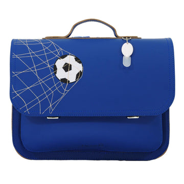 Lederen schooltas met magneetsluiting - Football Cobalt